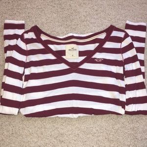 Hollister Stripped Long Sleeve V Neck
